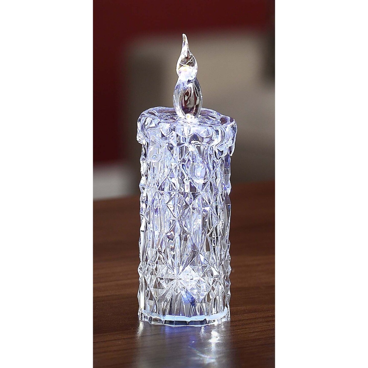 Icy Giftware Small LED Lighted Diamond Cut Bi-Color Flickering Flameless Candle - 5&#x22;