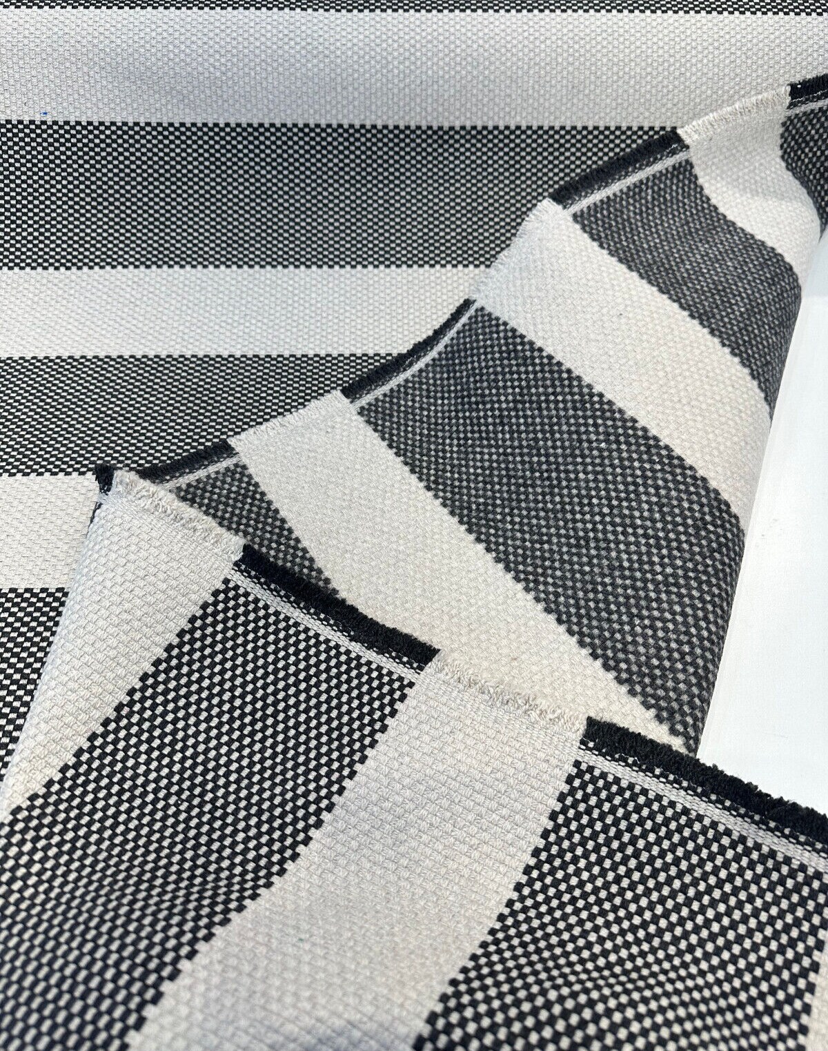 1 yard Cinta Coal Rib Stripe Heavy Outdoor Upholstery Fabric for Cushions Drapes Pillows 54-Inch