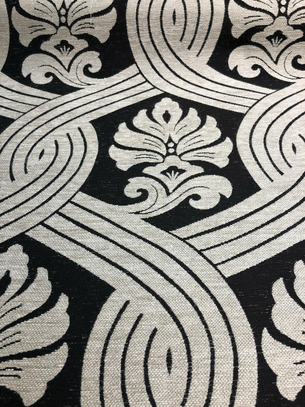 1 Yard High Quality Chenille Blend Upholstery Fabric in Black Brown and Dark Beige 56 inch Width