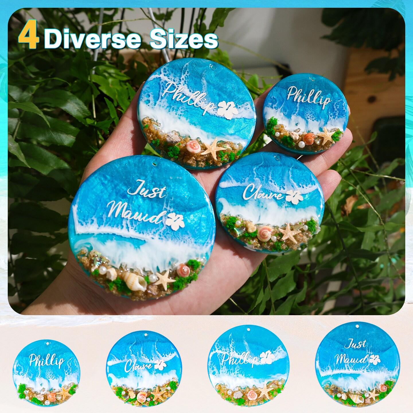 LET&#x2019;S Resin 21-Cavities Keychain Resin Molds with Hole, 4 Sizes 2.95&#x27;&#x27; 2.76&#x27;&#x27; 2.36&#x27;&#x27; 1.97&#x27;&#x27; Flat Circle Round Silicone Molds for Resin, Epoxy Resin Molds for DIY Christmas Ornaments,Wedding Favo