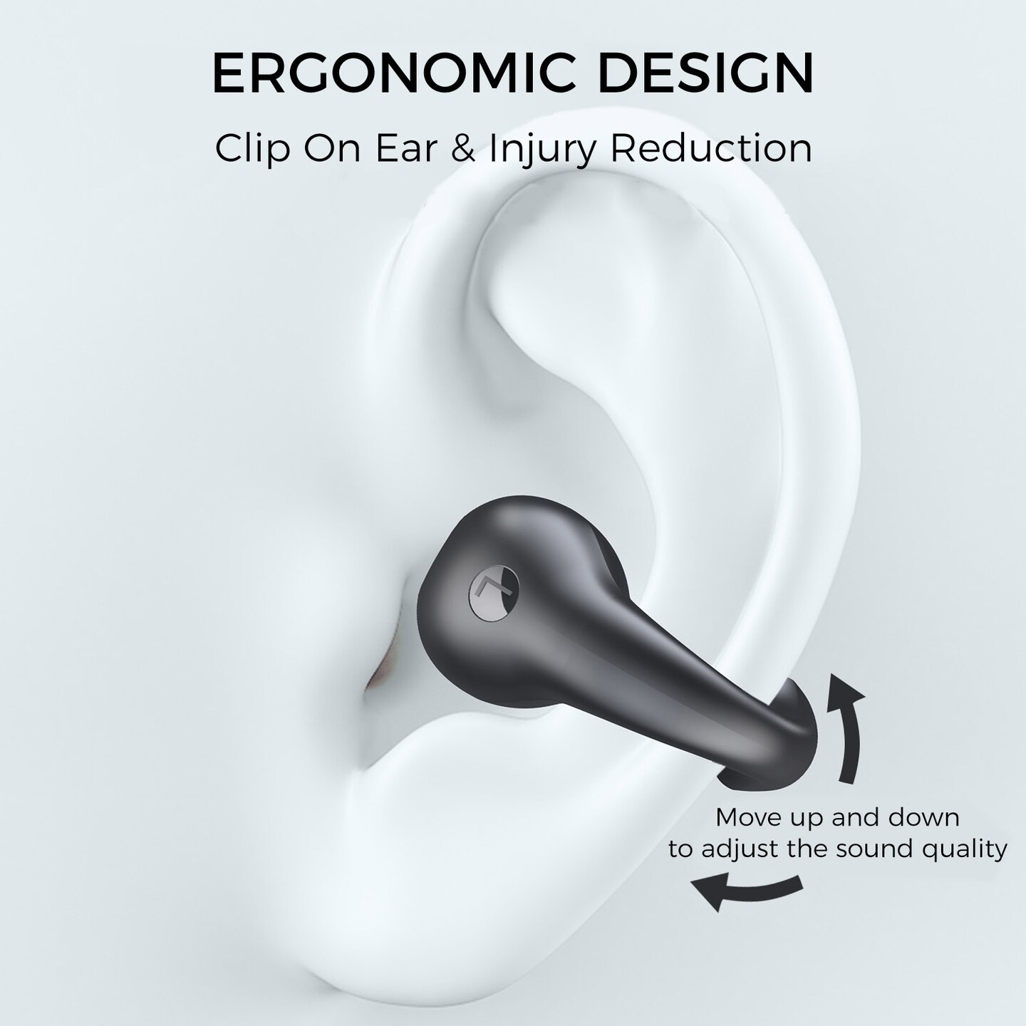 Bluetooth Open Ear Clip Earbuds, Bone Conduction, Up to 18 Hours Playtime, Lightweight