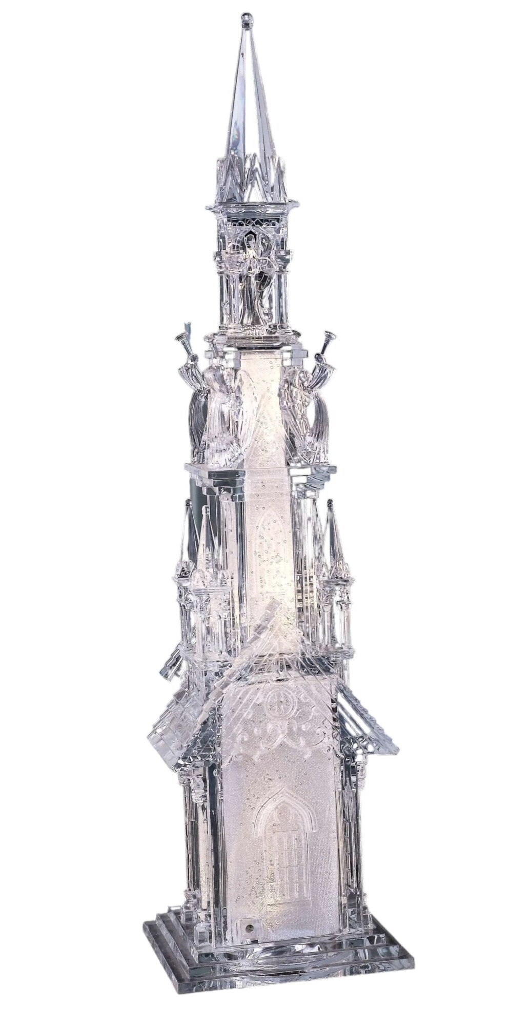 CC Christmas Decor LED Lighted Clear Cathedral with Angels Christmas Figurine - 19" - Set of 2