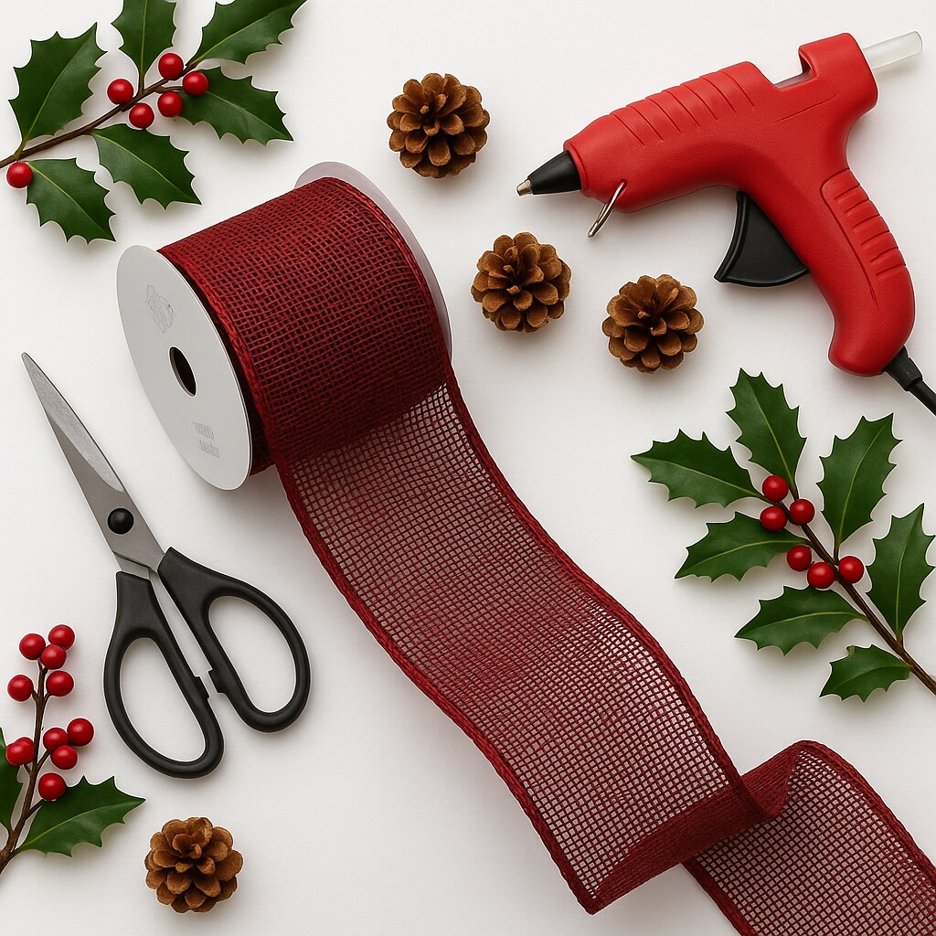 Designer’s Shop WR 63-5167 2.5” x 10 yard Holiday Burgundy Burlap wired edge ribbons