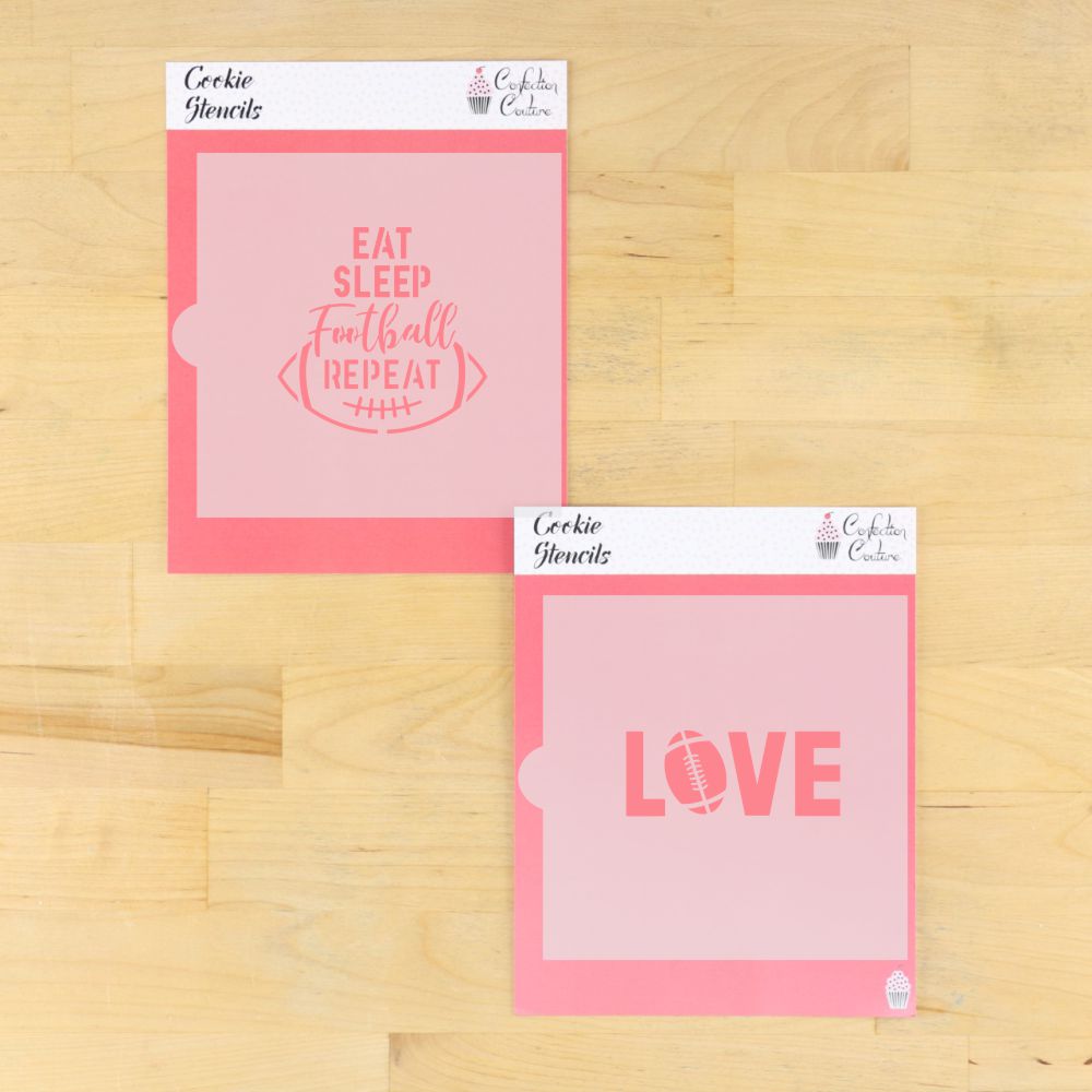 Football Message Cookie Stencil Set | Sports Cookie Stencil | DIY Stencil | Craft Stencil | Confection Couture |