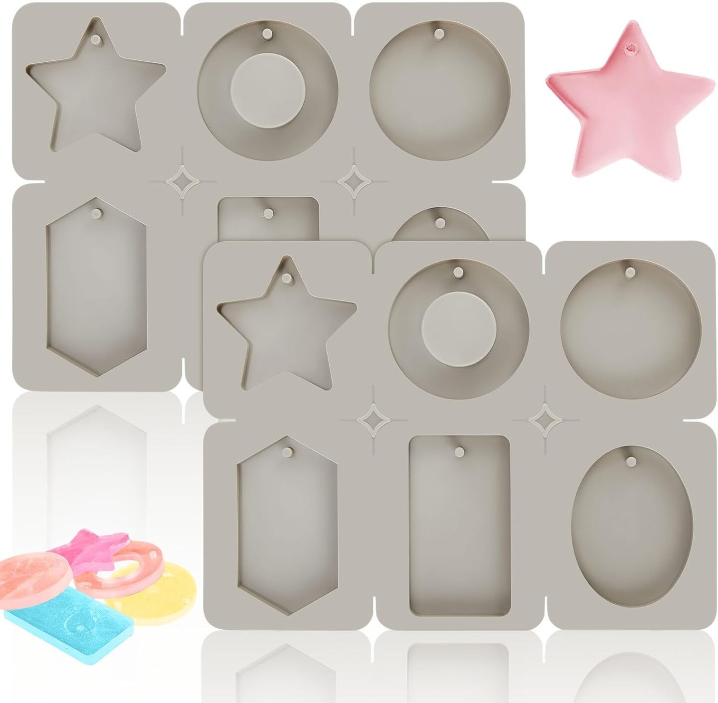 i 2 Pcs Silicone Wax Melt Molds Silicone Resin Keychain(Various Style)