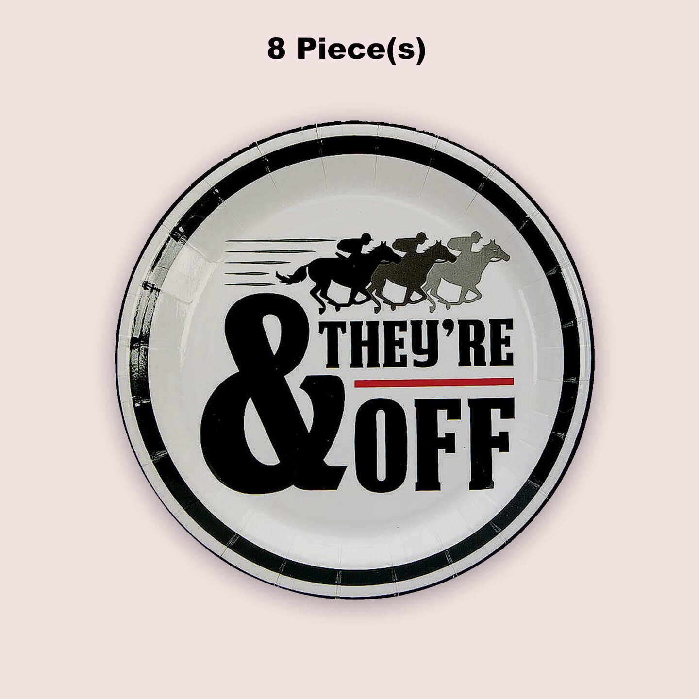 8 Count Derby Party “They’re Off” Racehorse Paper Dessert Plates 7 Inch