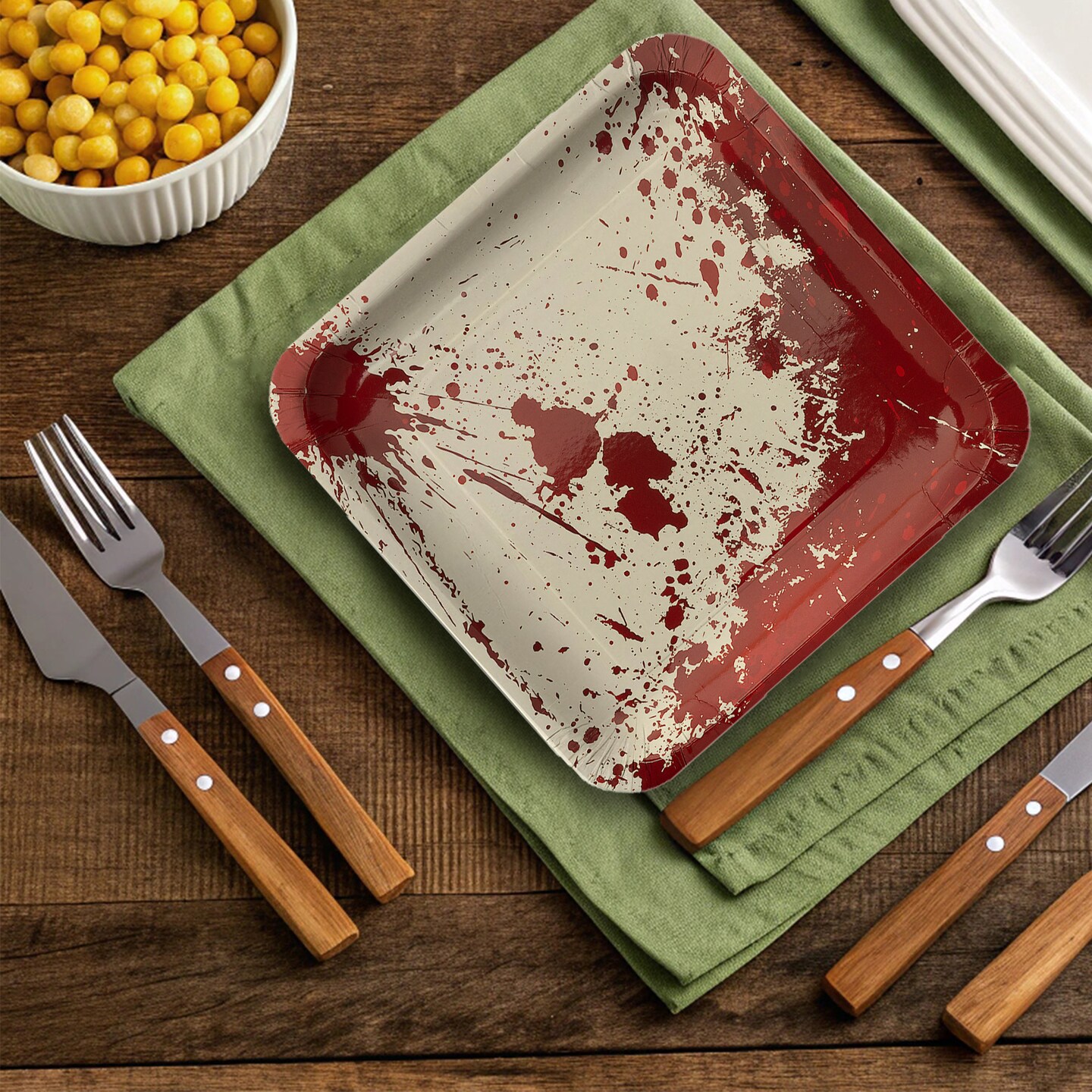 8 Ct. Bloody Halloween Party Square Dinner Plates 9 1/4" Spooky Disposable Tableware