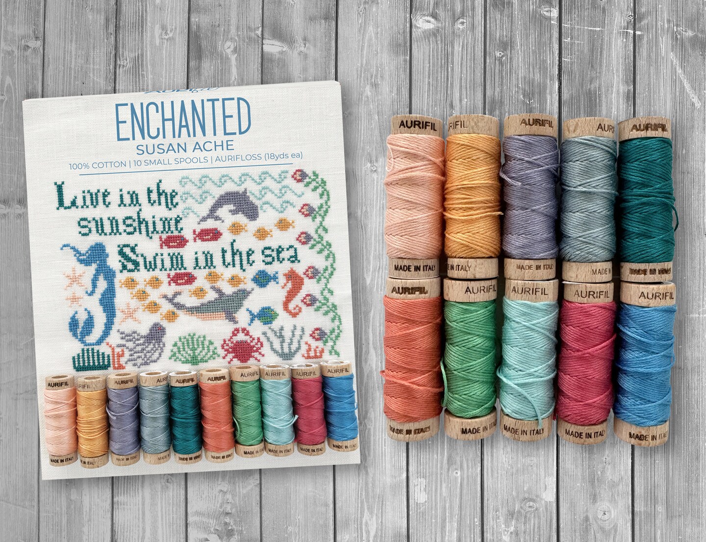 Aurifil Enchanted Thread Set by Susan Ache | (10 Cotton Floss Small Spools.)