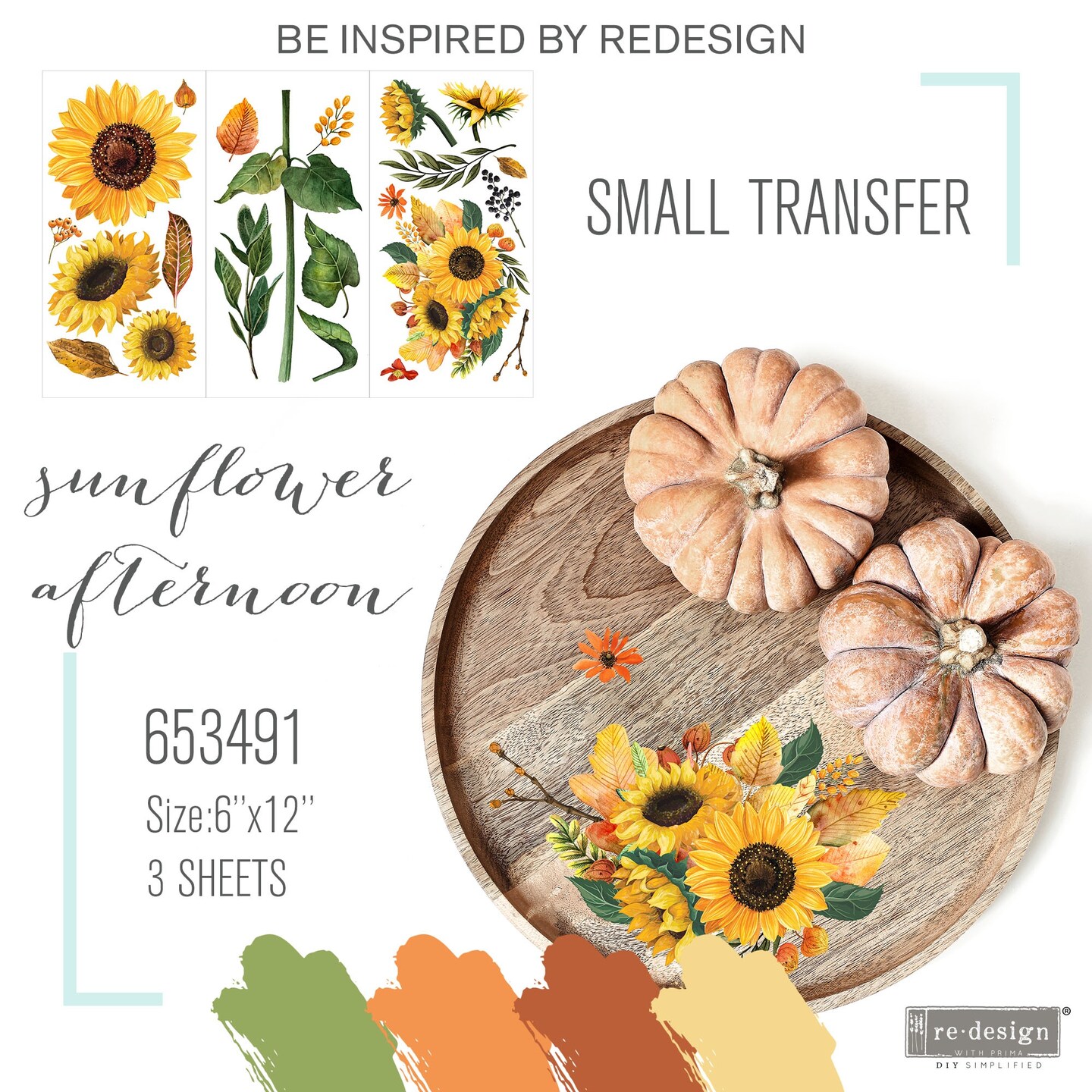 Prima Marketing Re-Design Decor Transfers 6"X12" 3/Sheets-Sunflower Afternoon