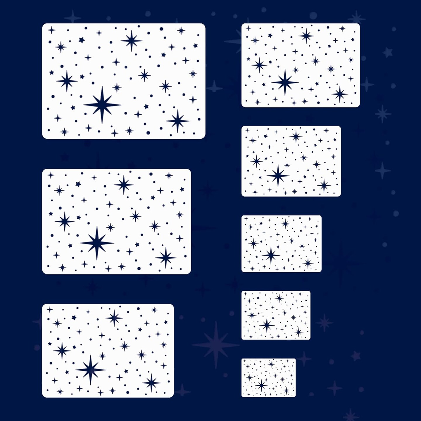 8 Pcs Reusable Independance Day Large Star Stencils (Starburst)