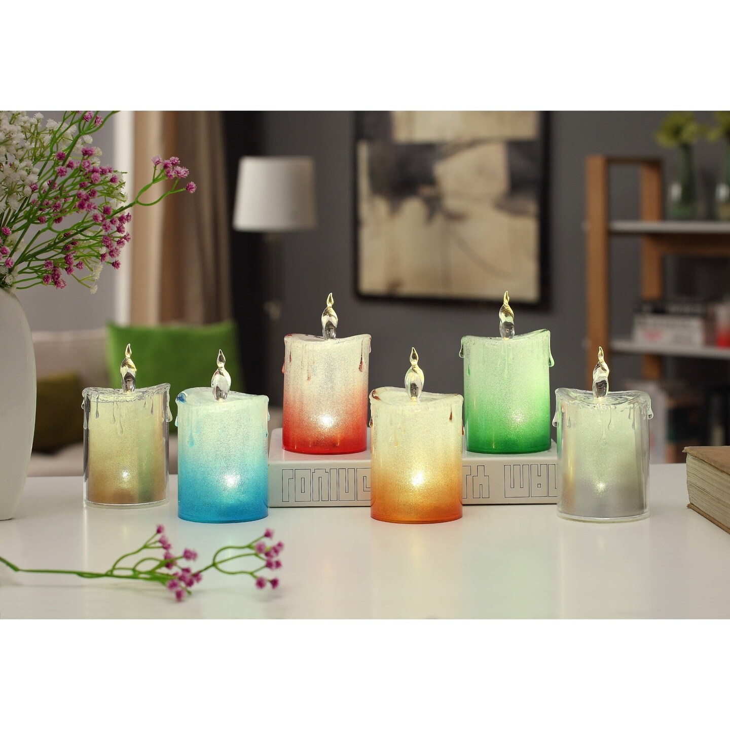 Icy Giftware LED Lighted Bi-Color Flickering Flameless Candles - 5.5&#x22; - Set of 6
