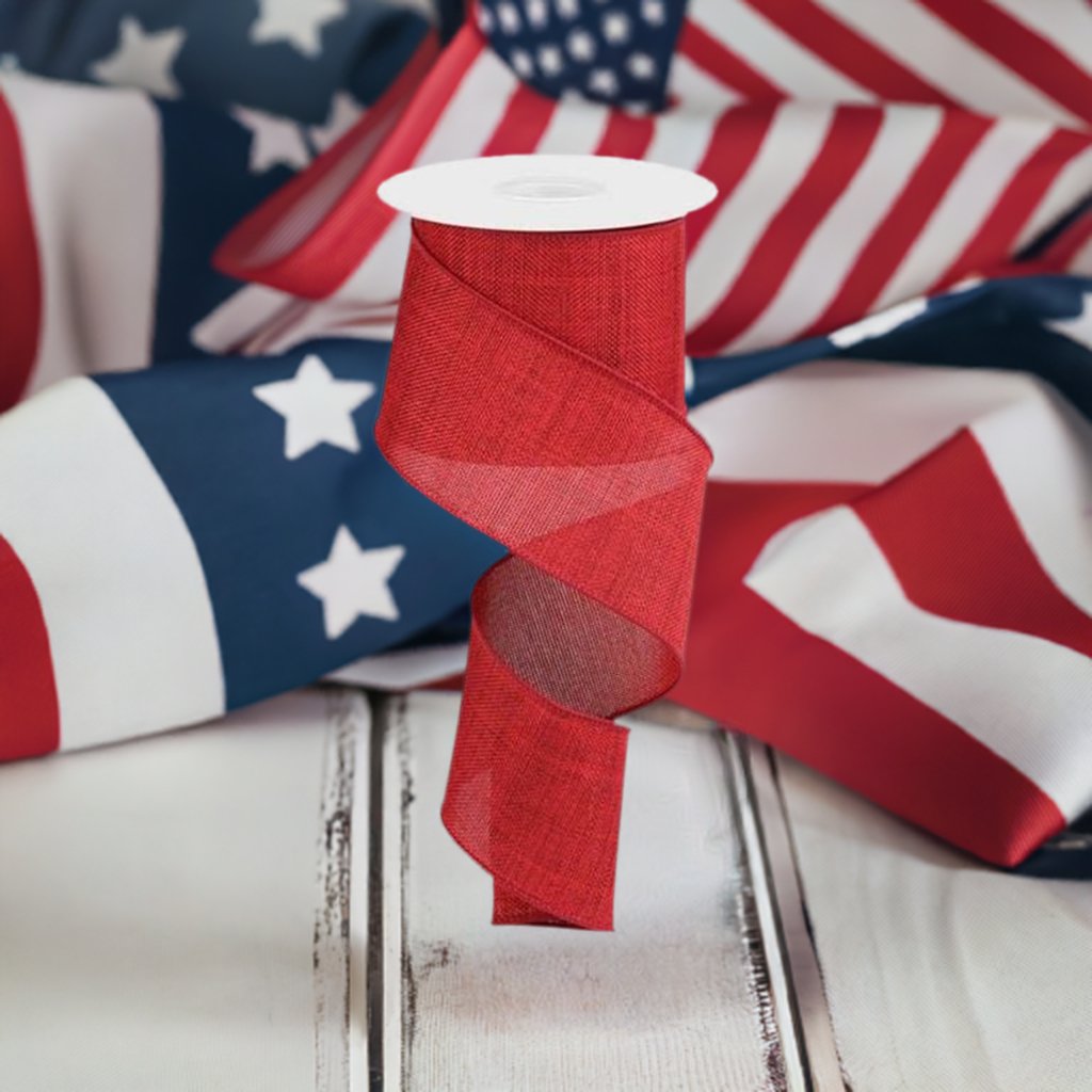2.5&#x22; Thick Royal Burlap Ribbon: Dark Red (10 Yards)