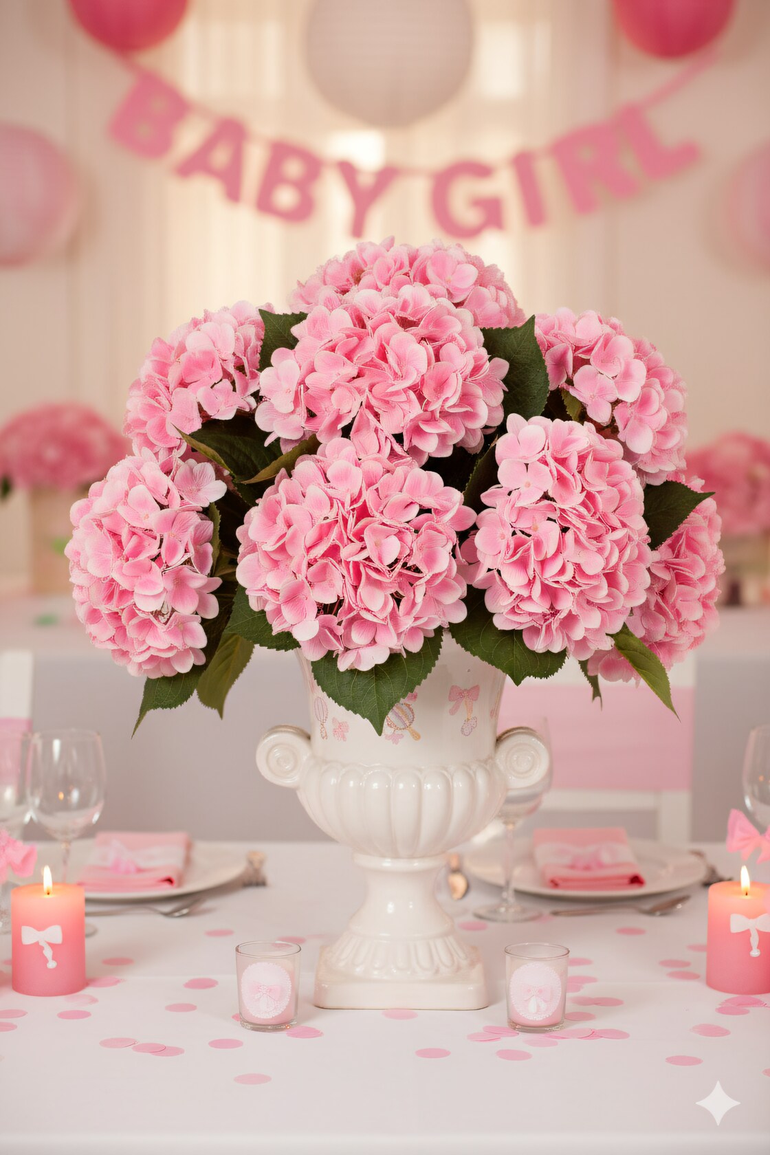 17.75" Pink Hydrangea Stem – 8" Bloom, Lifelike Faux Flower Decor