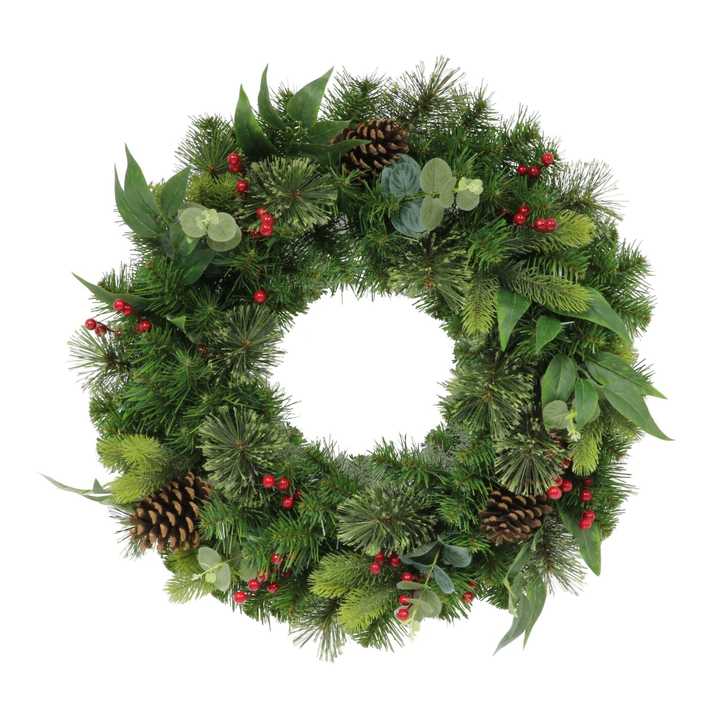 CC Christmas Decor Pine Cones and Berries Artificial Christmas Wreath - 24&#x201D; - Unlit