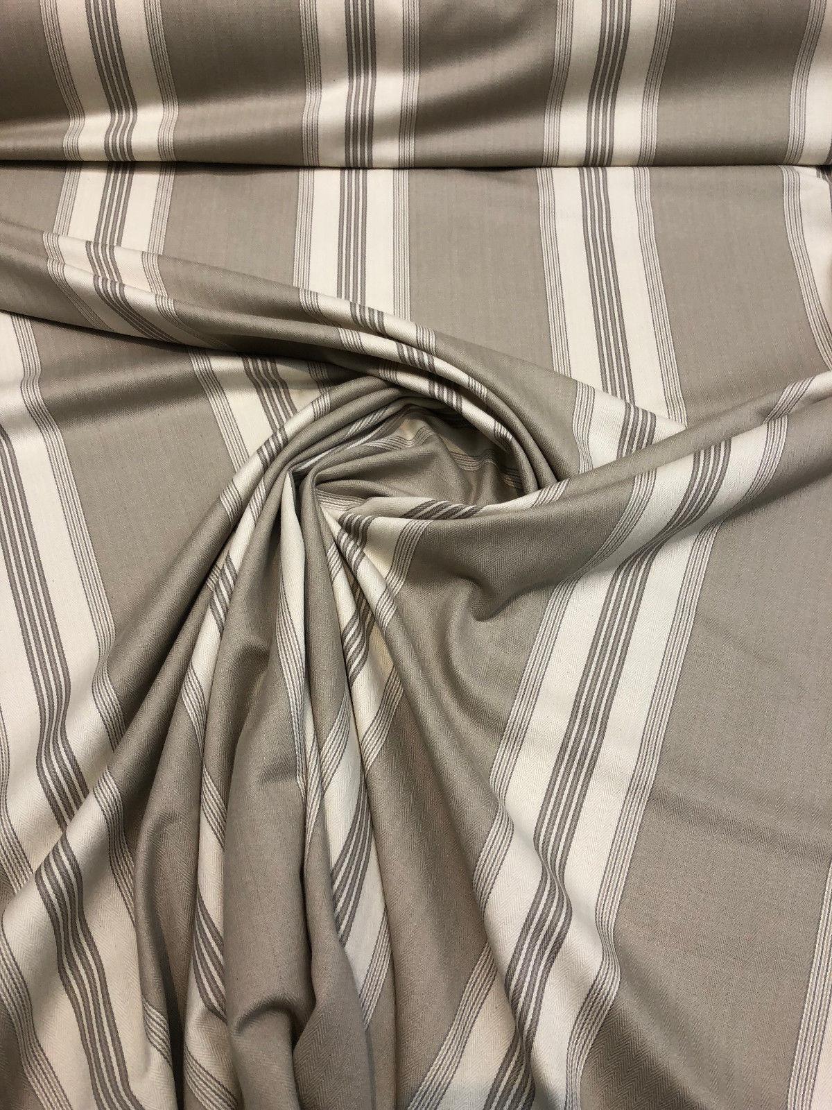 1 Yard Putty French Stripe Cotton Fabric Soft Durable 55" Width 100% Cotton