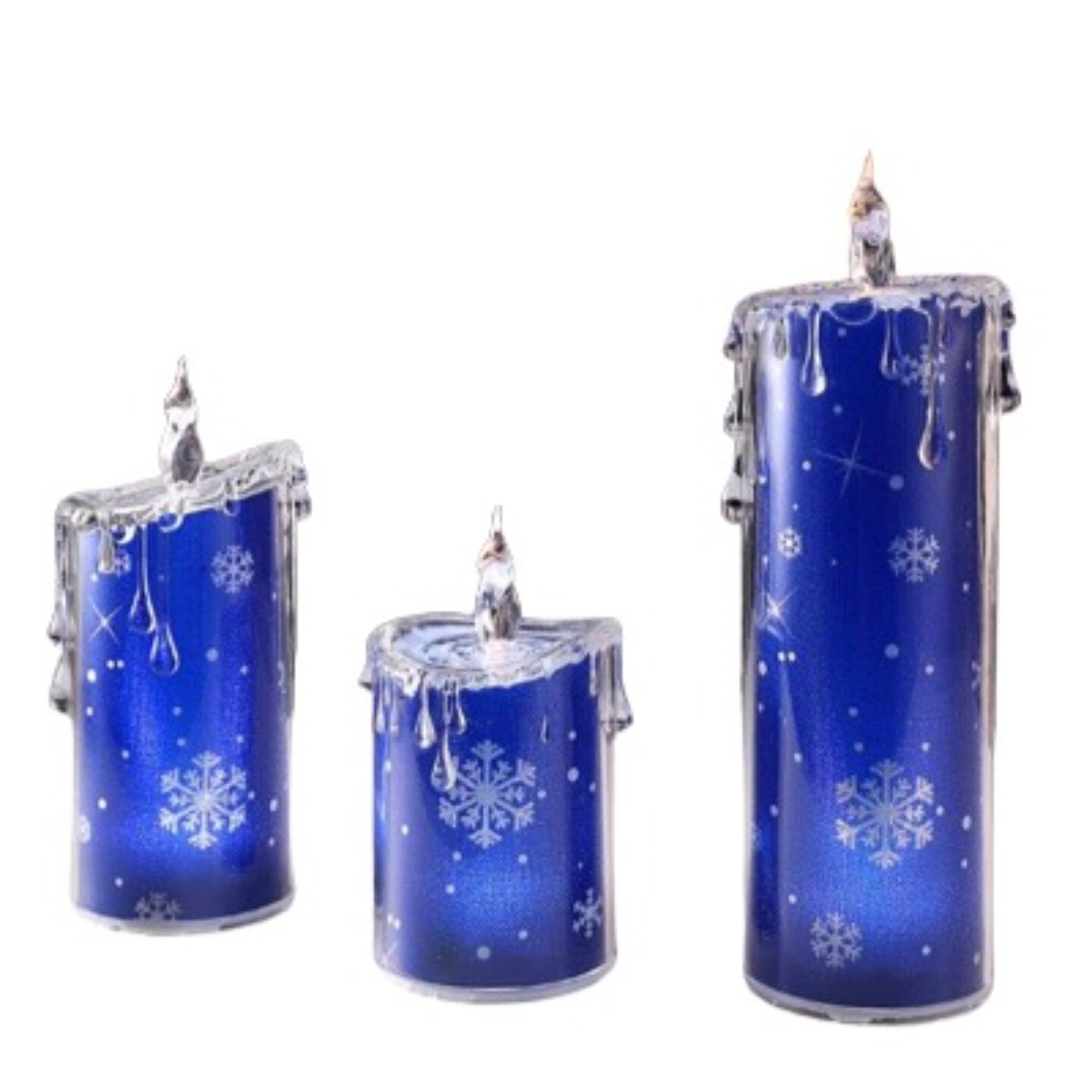 Icy Giftware 3pc Snowflake LED Flameless Candle Lights - 9.5" - Blue - Set of 2