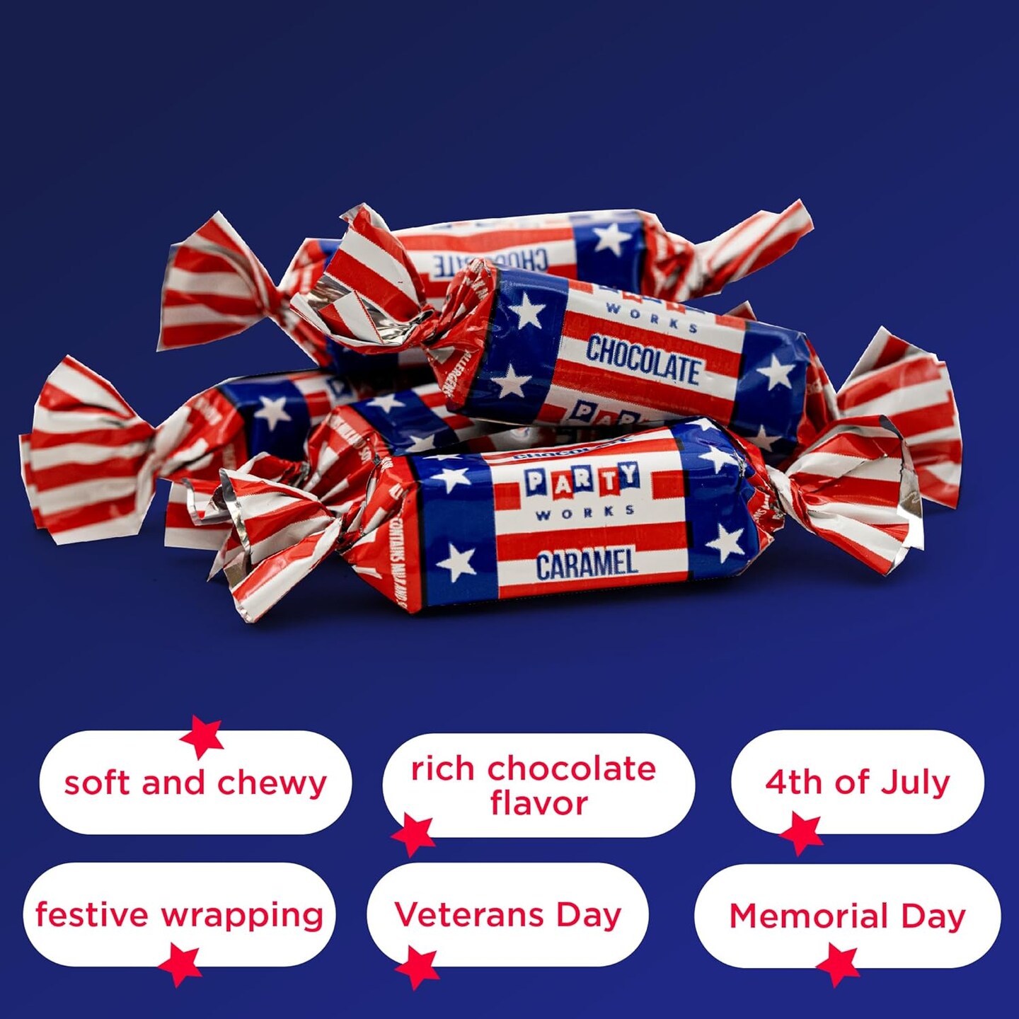 2 Pound Pack - Fourth of July Candy Bulk Red White and Blue