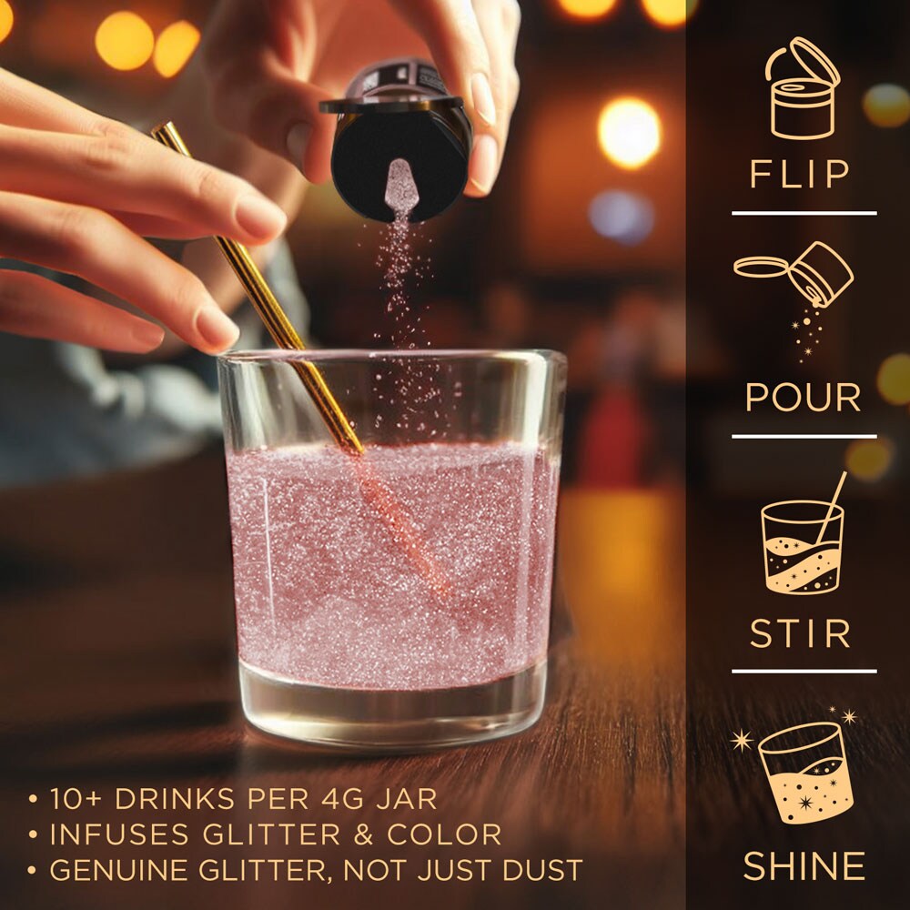 Brew Glitter - Rose Gold Edible Drink Glitter (4g, x1 Flip-Cap Jar) for Beer, Cocktails and Beverages