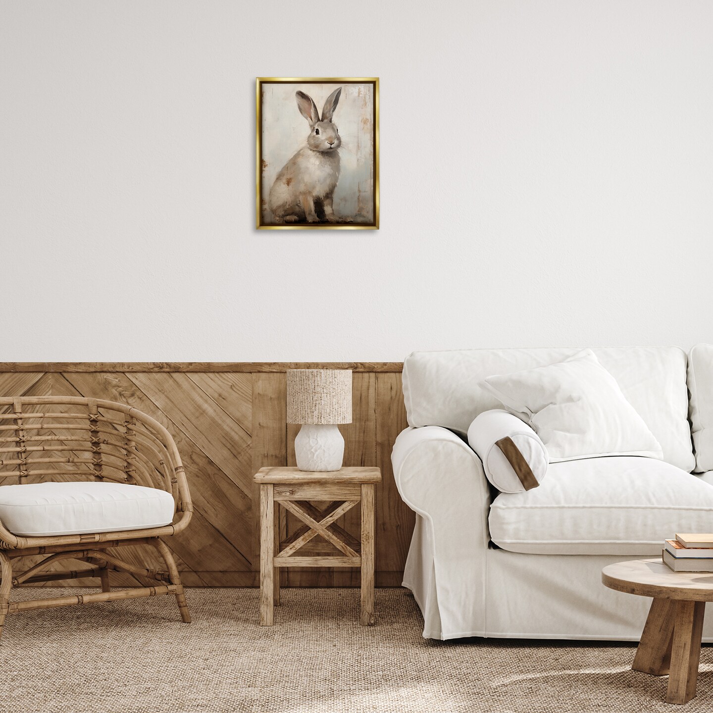 Stupell Industries Neutral Rabbit Portrait Floating Frame By Arlington Prints