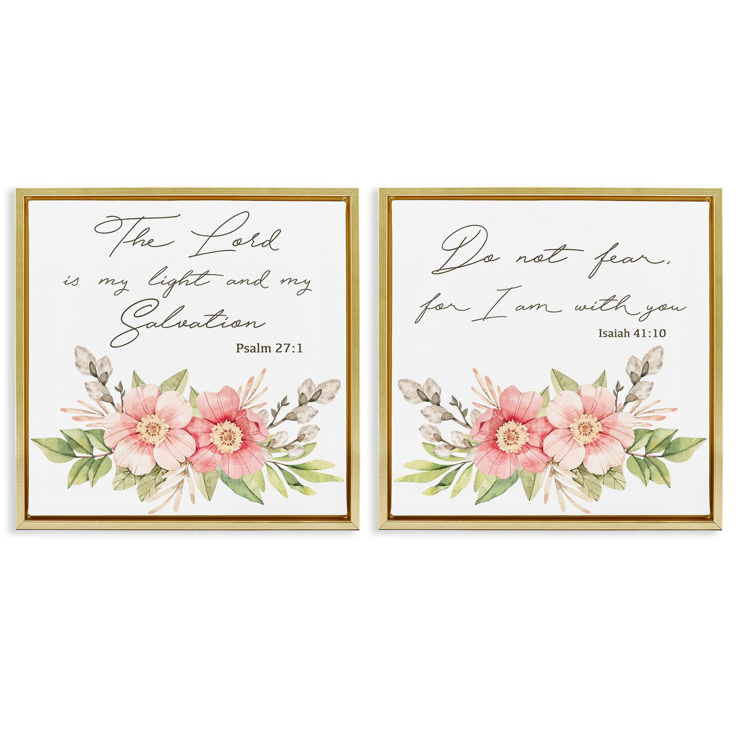 Proverb Frame Stupell Industries Uplifting Faith Proverbs with Blooms 2pc Floating ...