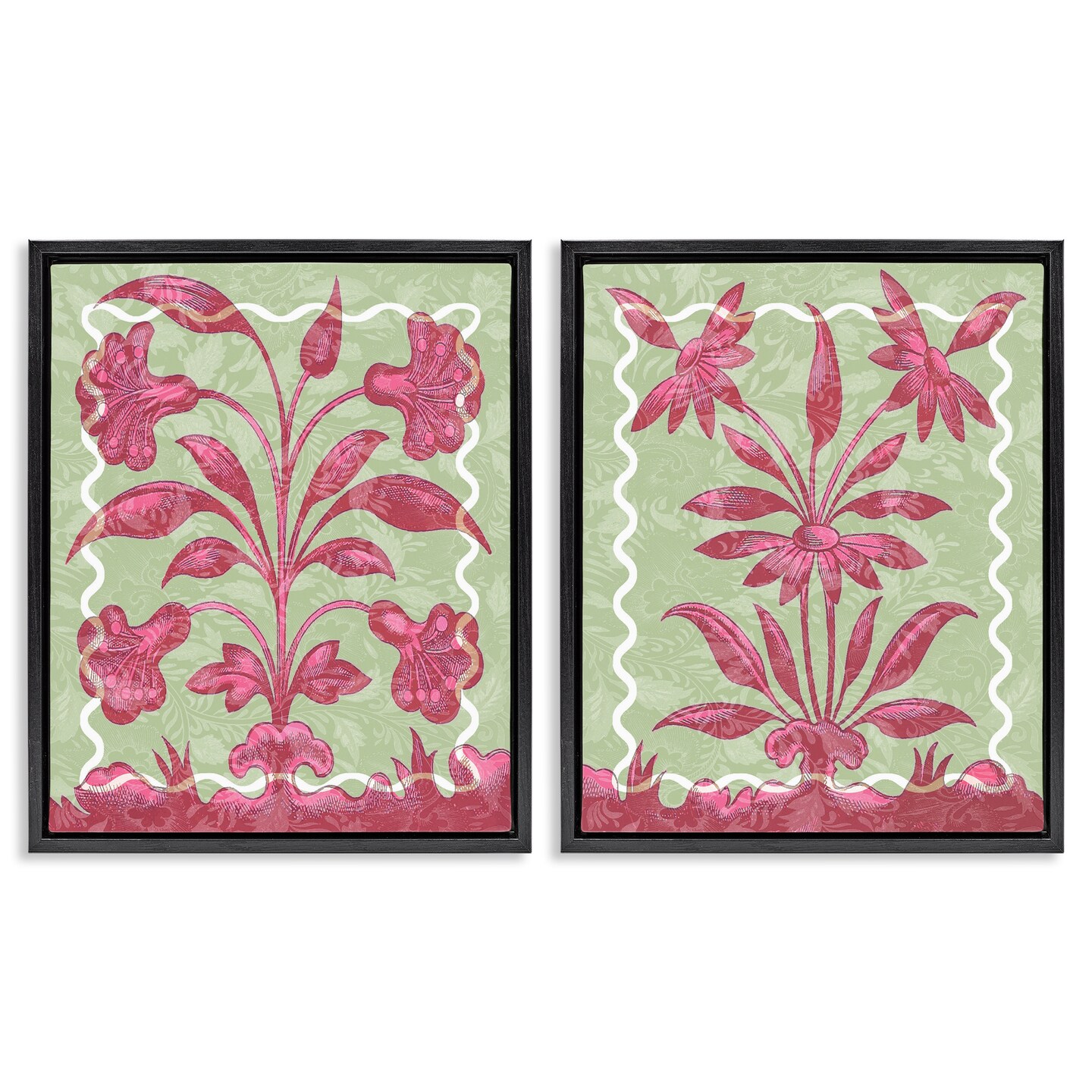 Stupell Industries Pink & Green Vintage Botanicals 2pc Floating Frame Set By Lil' Rue