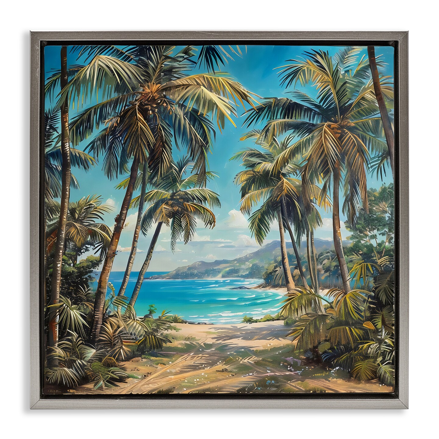 Stupell Industries Between Palms Beach Pathway Floating Frame By LSR Creative Studio