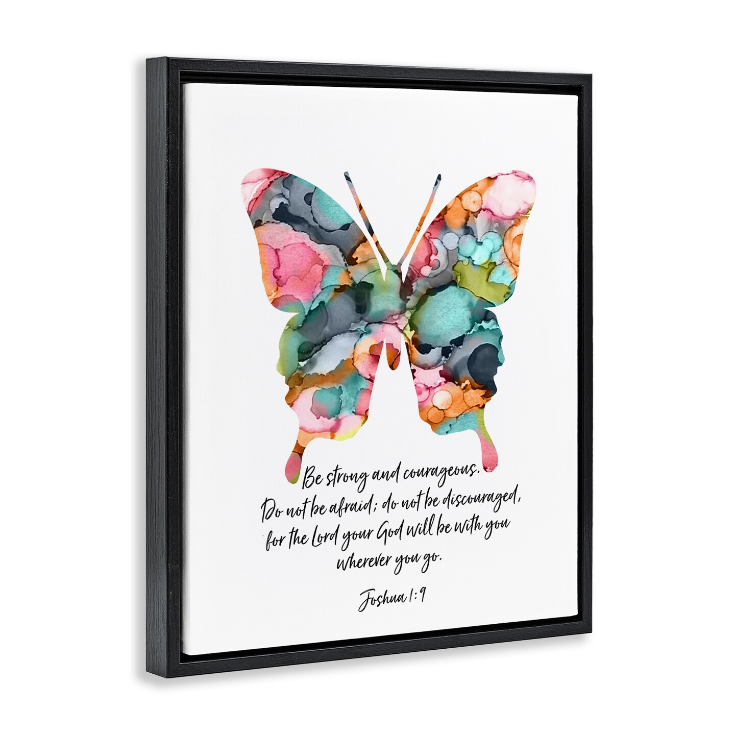 Stupell Industries Be Strong Joshua 1:9 Butterfly Floating Frame By Lisa Nohren