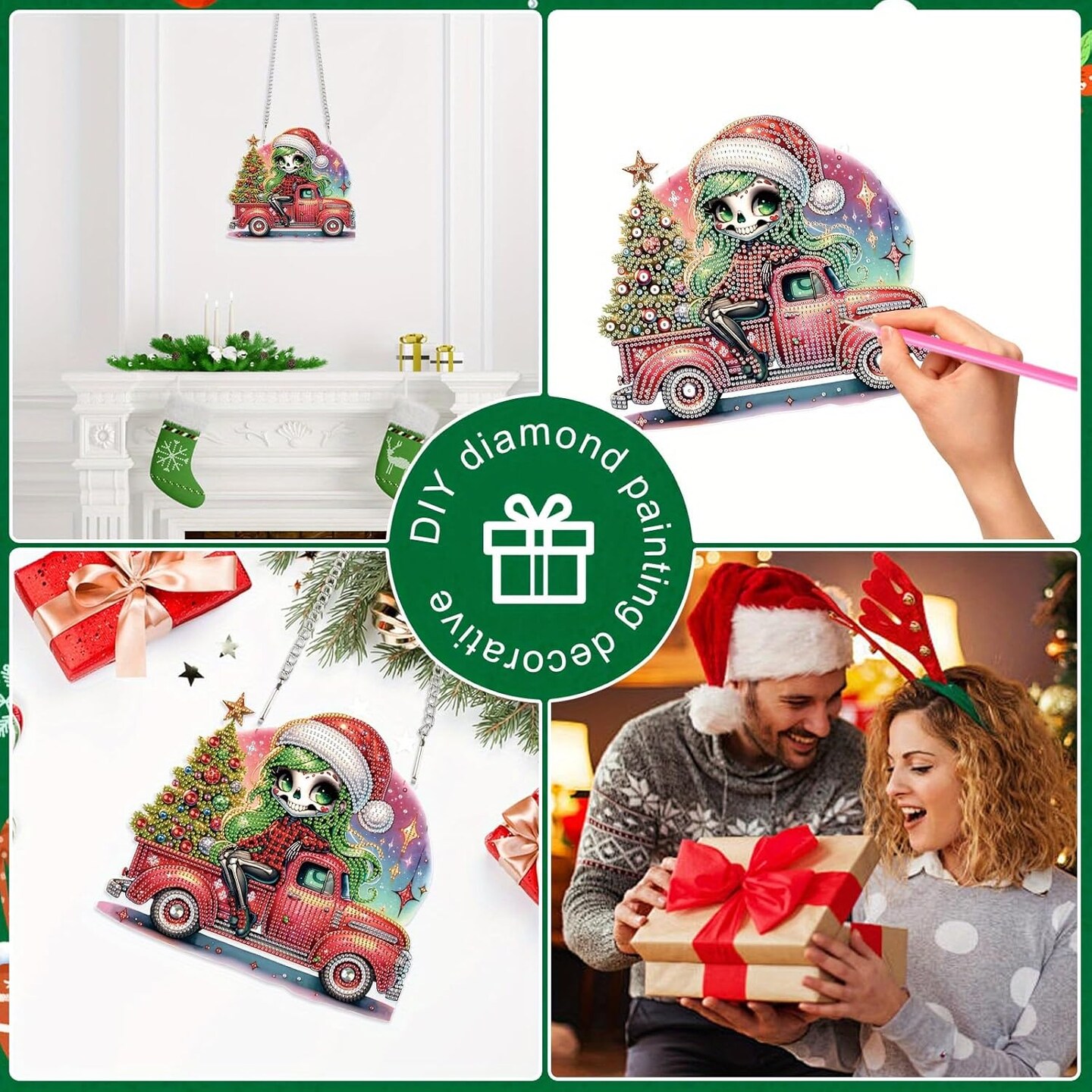 5D DIY Diamond Painting Pendant kit, Coach Christmas Tree