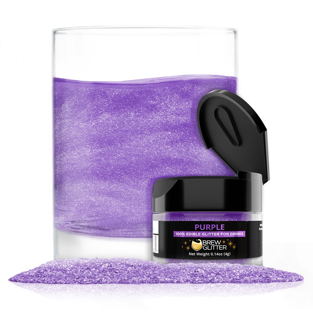 Brew Glitter - Purple Edible Drink Glitter (4g, x1 Flip-Cap Jar) for Beer, Cocktails and Beverages