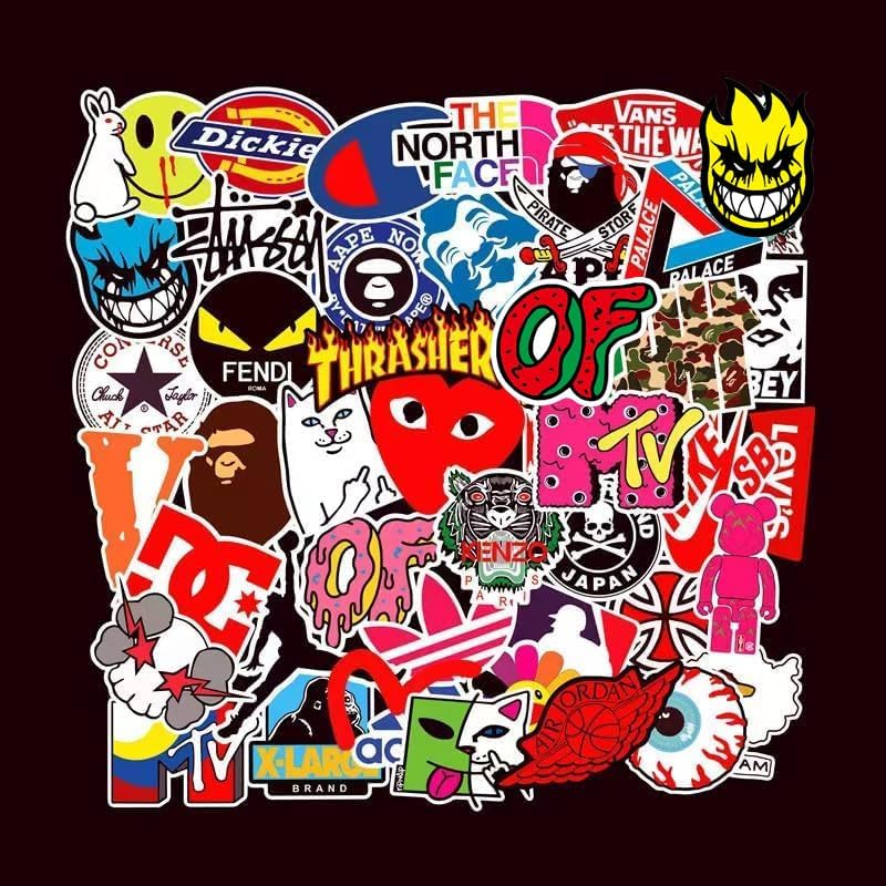 Cool Brand Skateboard Stickers Pack 100PCS Waterproof Skate Stickers
