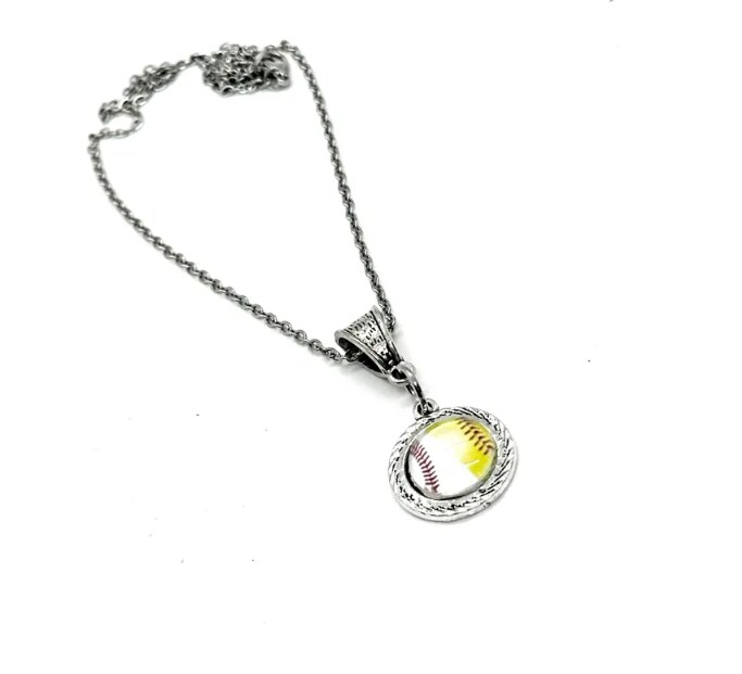 Baseball and Softball Mom Pendant Necklace, Mom Gift, Wife Gift
