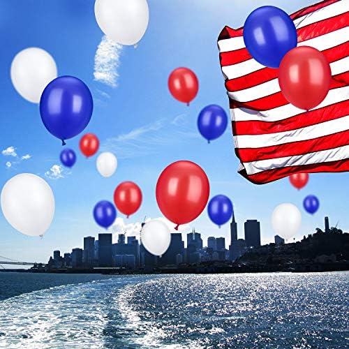 100 Pcs Red White Blue Latex Balloons 13 Inch Colorful Round Balloons for 4th of July Decorations Independence Day Patriotic Wedding Birthday Party Decoration