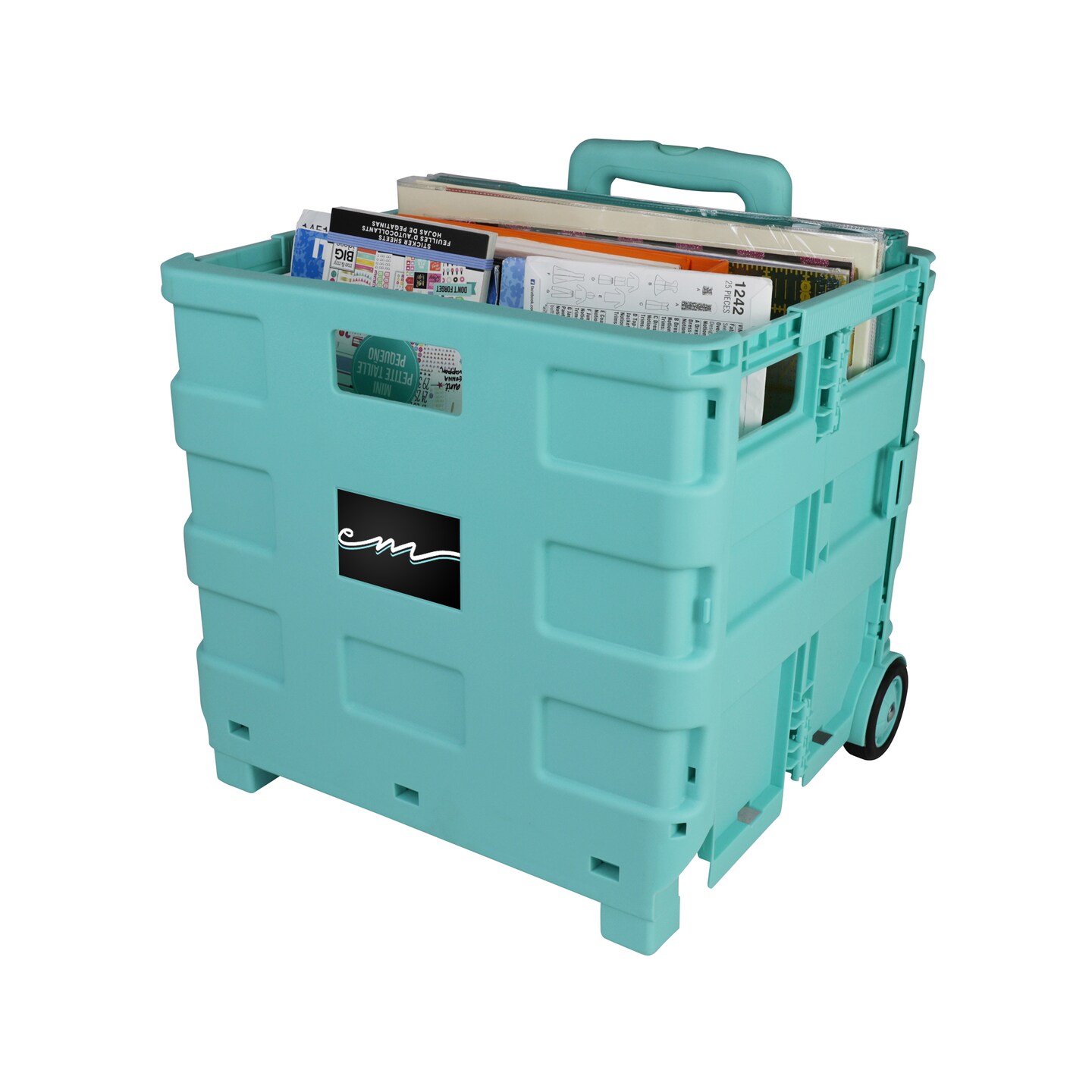Collapsible Plastic Rolling Craft Cart, Green