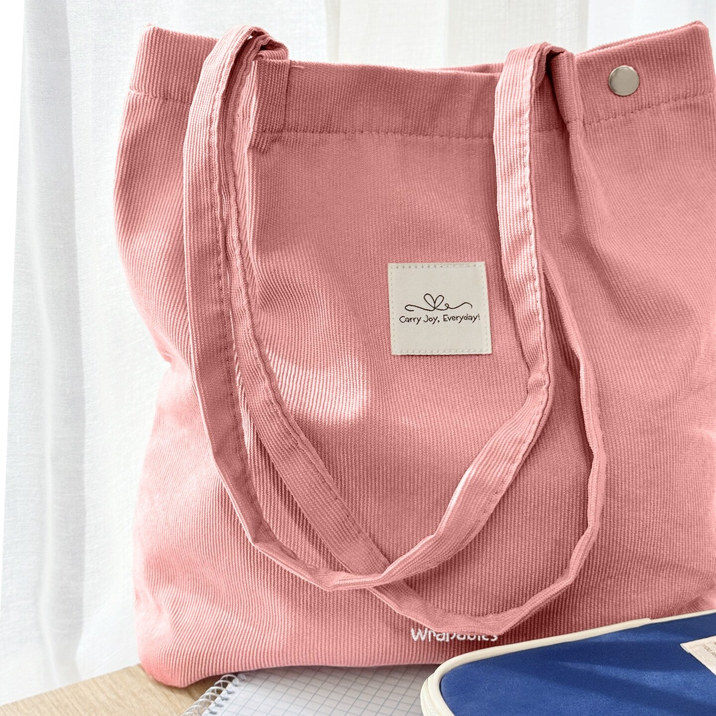 Wrapables Corduroy Tote Bag, Casual Everyday Shoulder Handbag