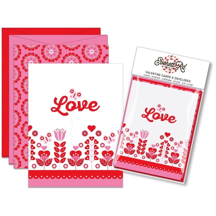 Valentine Cards and Envelopes 4 Sets
