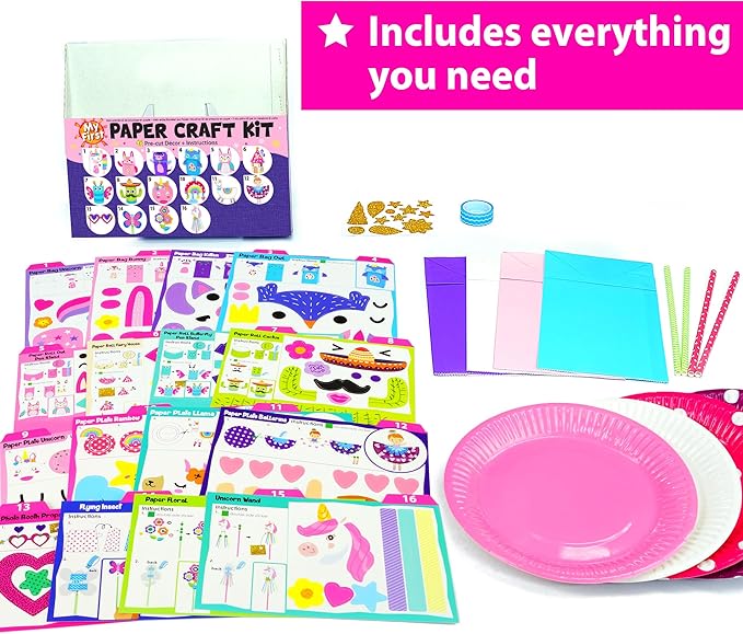My First Unicorn Bunny Paper Craft Kit for Toddlers and Girls Age 3-8 Years Old, Include 18 Cute DIY Arts and Crafts Projects, Organized Art Activities Supplies Box Preschool Creative Toys