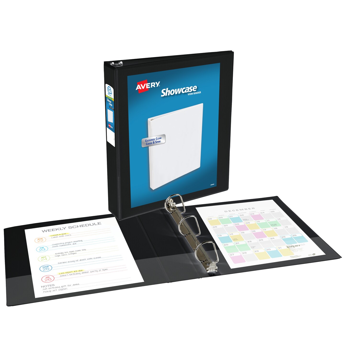 Avery Economy Showcase View 3 Ring Binder, 1-1/2 Inch Slant Rings, 1 Black Binder (19650)