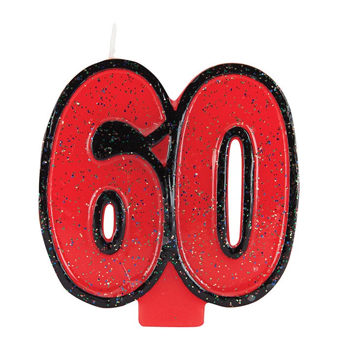 6 pc Bulk 60th Birthday Glitter Candles