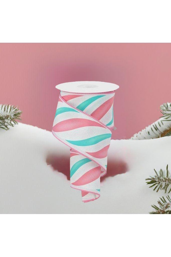 2.5&#x22; Swirl Candy Stripe Ribbon: Pink/Ice Blue (10 Yards)