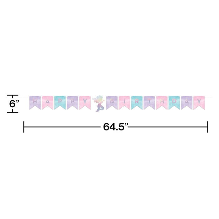 12 pc Bulk Iridescent Mermaid Party Happy Birthday Banners