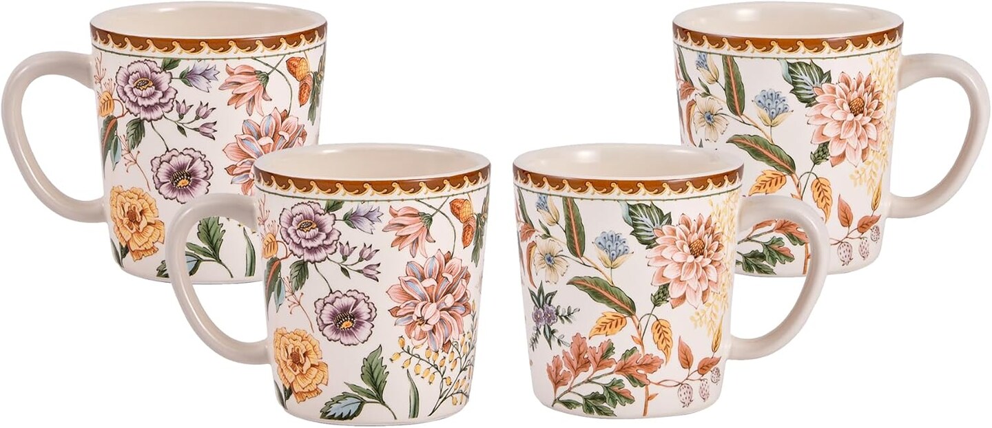Blooming Moment Ceramic Coffee Mugs  Set of 4 Large 18 oz Tea Cups with  Handles, Aesthetic Latte Mugs for Coffee, Cappuccino & Cocoa, Lead-Free,  Microwave & Dishwasher Safe, Perfect Housewarming Gift | Michaels