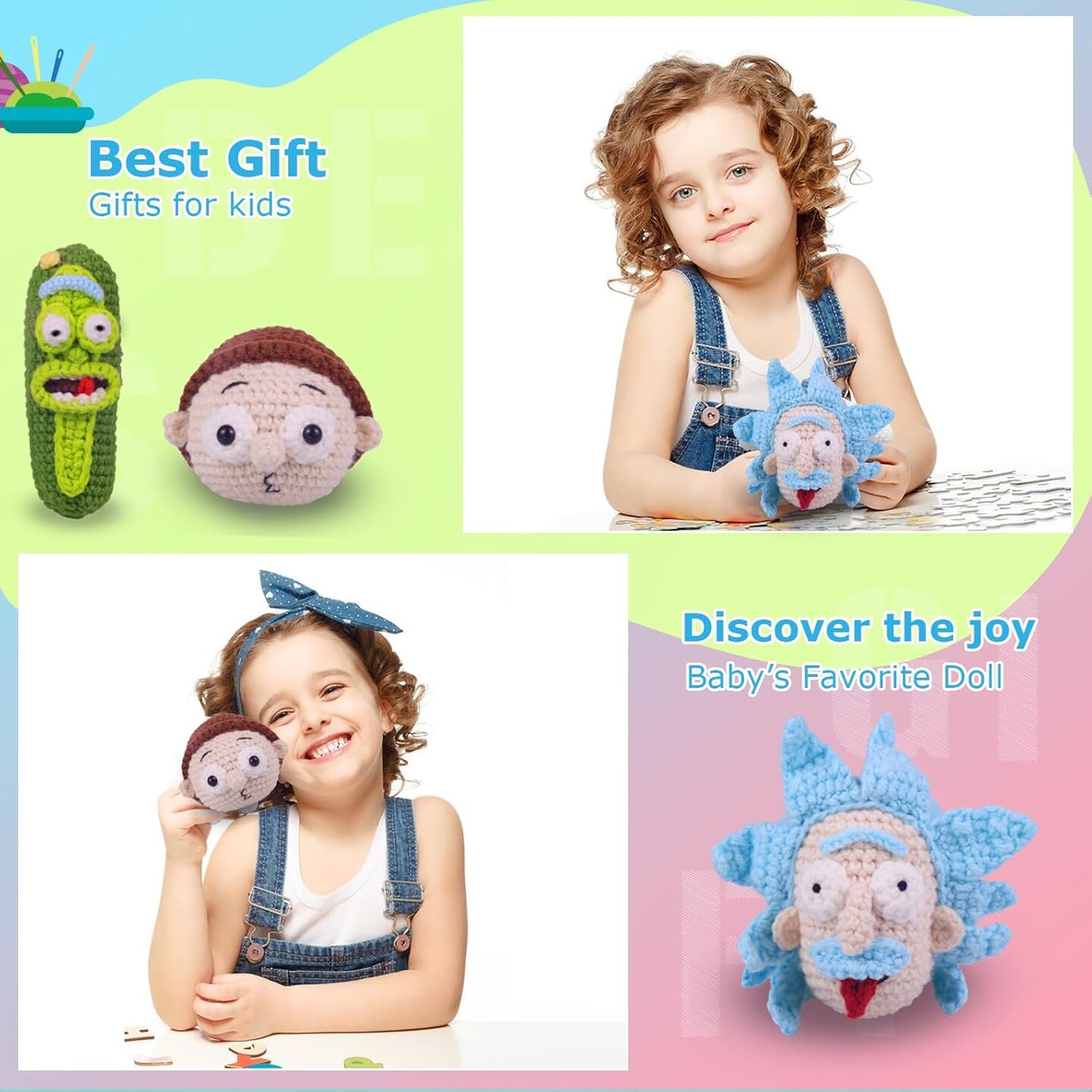 Crochet Kit for Beginners Kids- Beginner Crochet Kit for Adults&#xFF0C;3PC Pickle Catoon Character