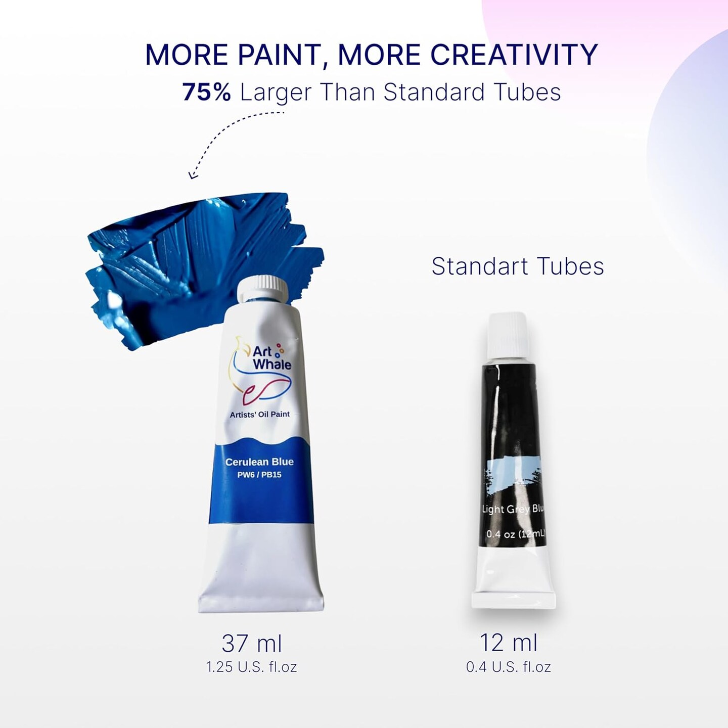 Oil Paint Set 18 Colors, 37ml/1.25 oz Tubes| Creamy, High Pigment, Smooth Blending