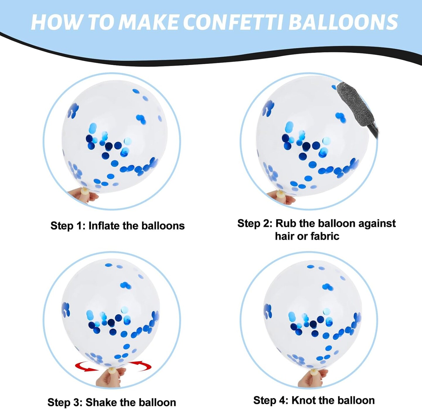 60PCS Blue Balloons, 12 Inches White Pastel Colored Confetti Latex Balloons Garland Arch with Ribbon