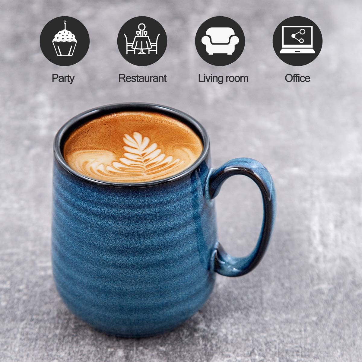 Coffee Mugs Set of 4, 15 Ounce Porcelain Mug Set
