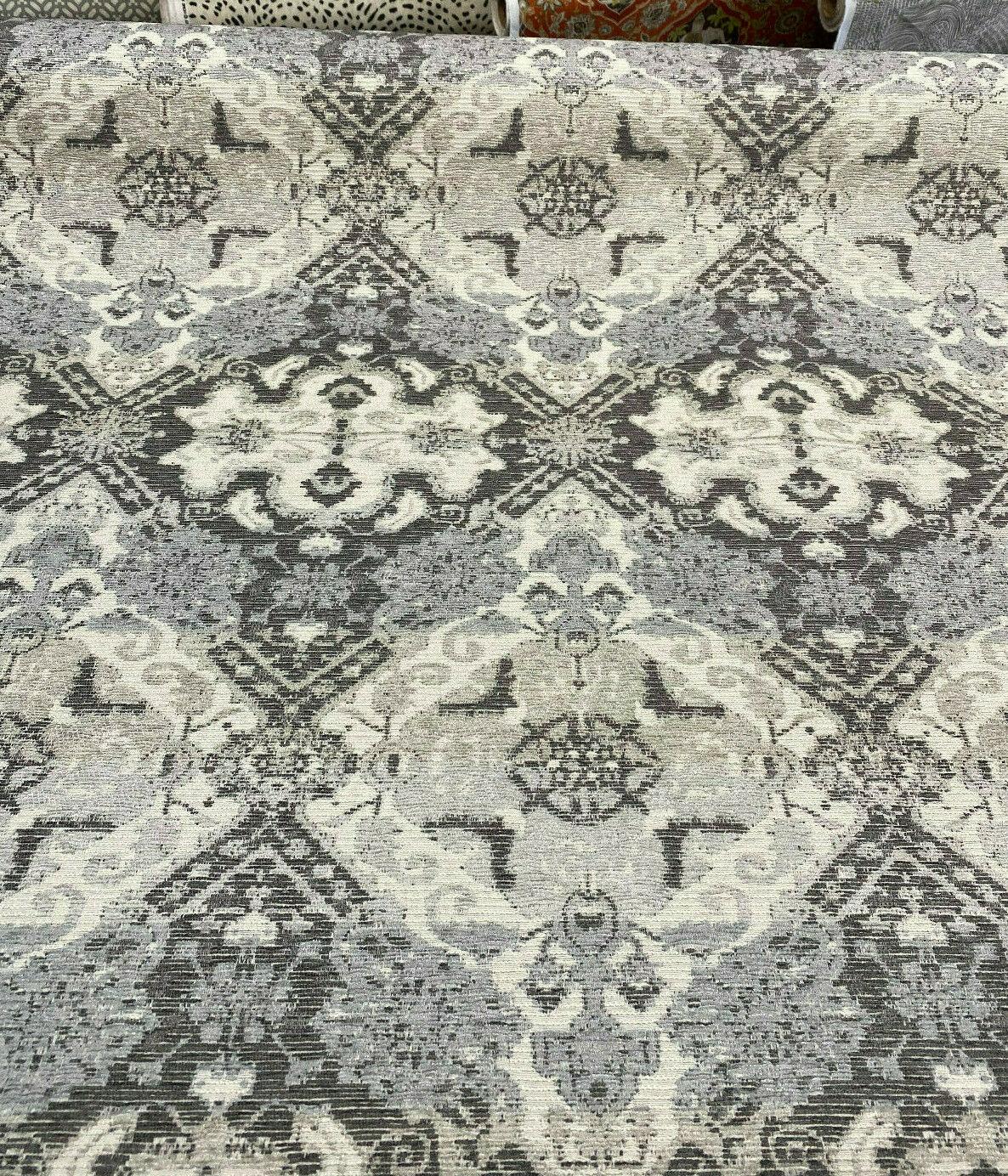 1 Yard Upholstery Woven Fabric Narrative Shadow Gray 85% Polyester 15% Rayon Latex Backed 56 Inch Width