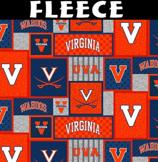 Licensed NCAA University of Virginia Patch Fleece 1177 Fabric by the Yard