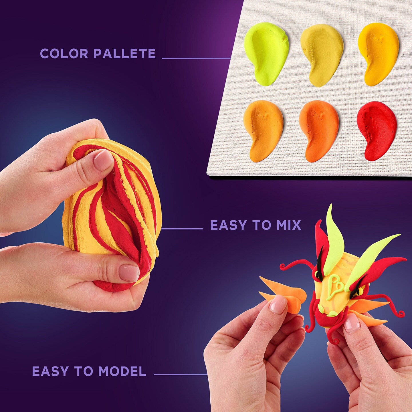 OKTO Manga Elements &#x2014; Fire &#x2014; 3D Clay Canvas Kit (11.8&#xD7;15.7 in) &#x2014; Ages 10+