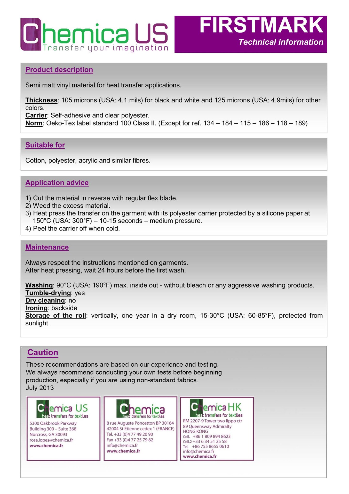 USA 15" x 22 Yds Chemica FirstMark Heat Transfer Vinyl ORANGE CH-105 HTV