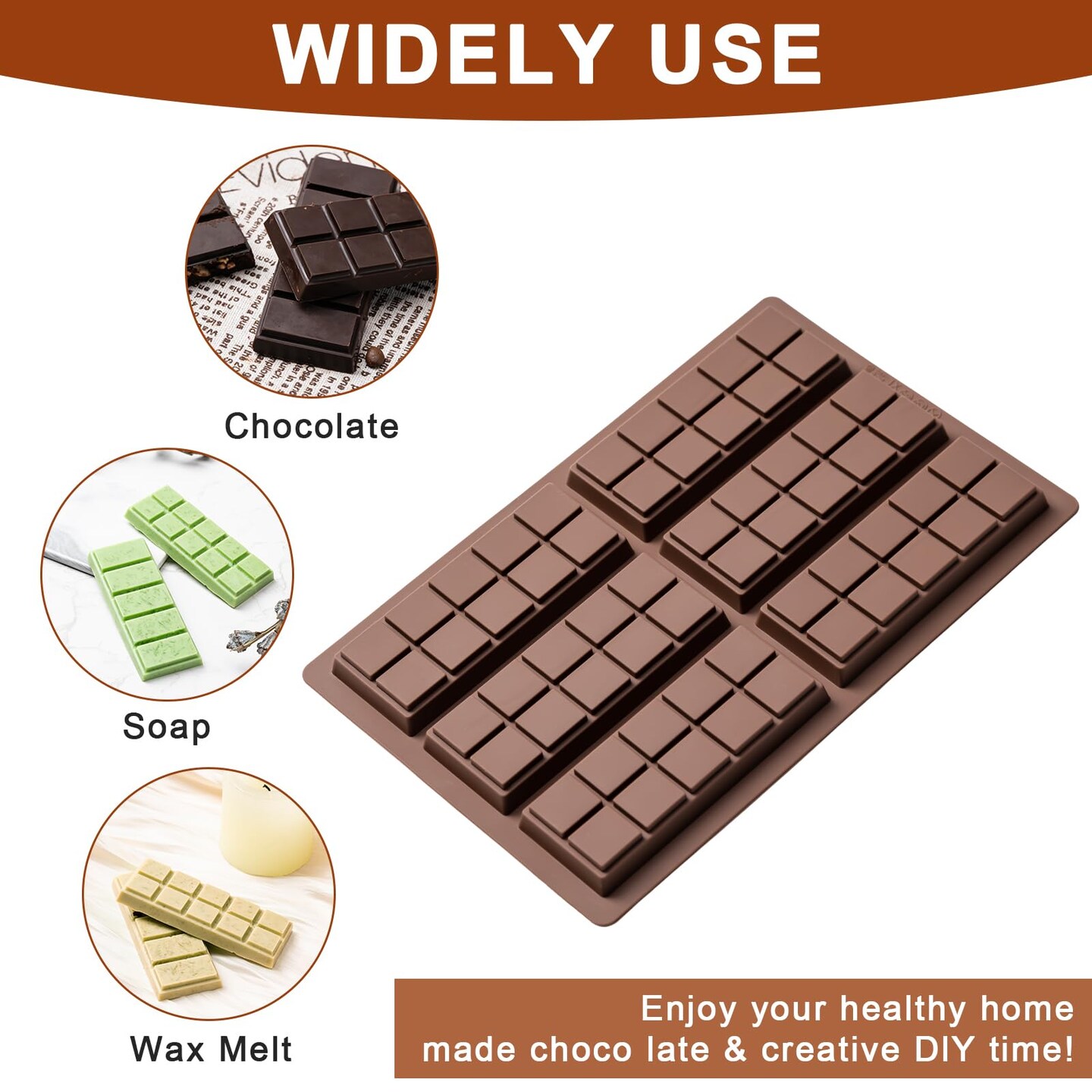 Chocolate Bar Mold,Non-Stick Chocolate Molds, 100% Food Grade Silicone Deep Mold for Dubai Pistachio Rod, Candy, Snacks, Knafeh Pistachio Rod and More(10 Snap)